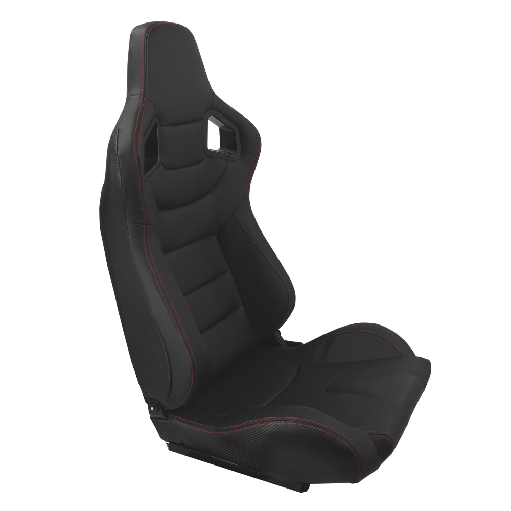RACING SEAT ALL BLACK SIMULATOR LEATHER WITH DOUBLE SLIDER 2PCS