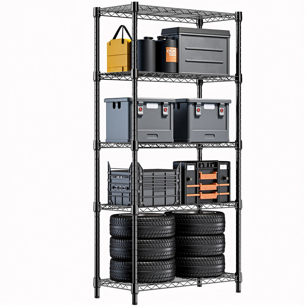 Steel Storage Shelving 6-Tier Utility Shelving Unit with Wheels, Steel Organizer Wire Rack for Home,Kitchen,Office,Garage,17.7" D x 47.2" W x 76.7" H-Chrome