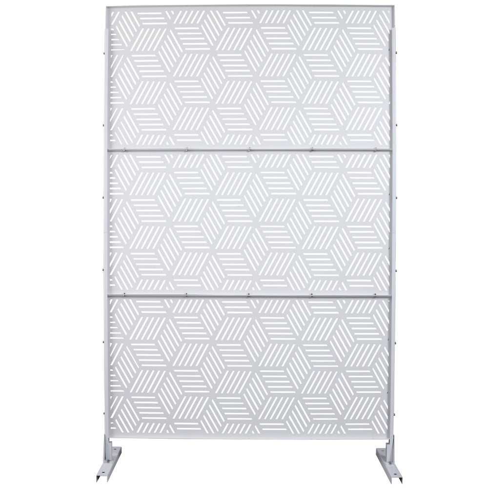 Outdoor & Indoor Privacy Screen Metal Privacy Screen 76" H×48" W, Freestanding Decorative Privacy Screen for Deck Balcony Patio, Privacy Fence Panels for Outside Lawn Garden PS116 WHITE