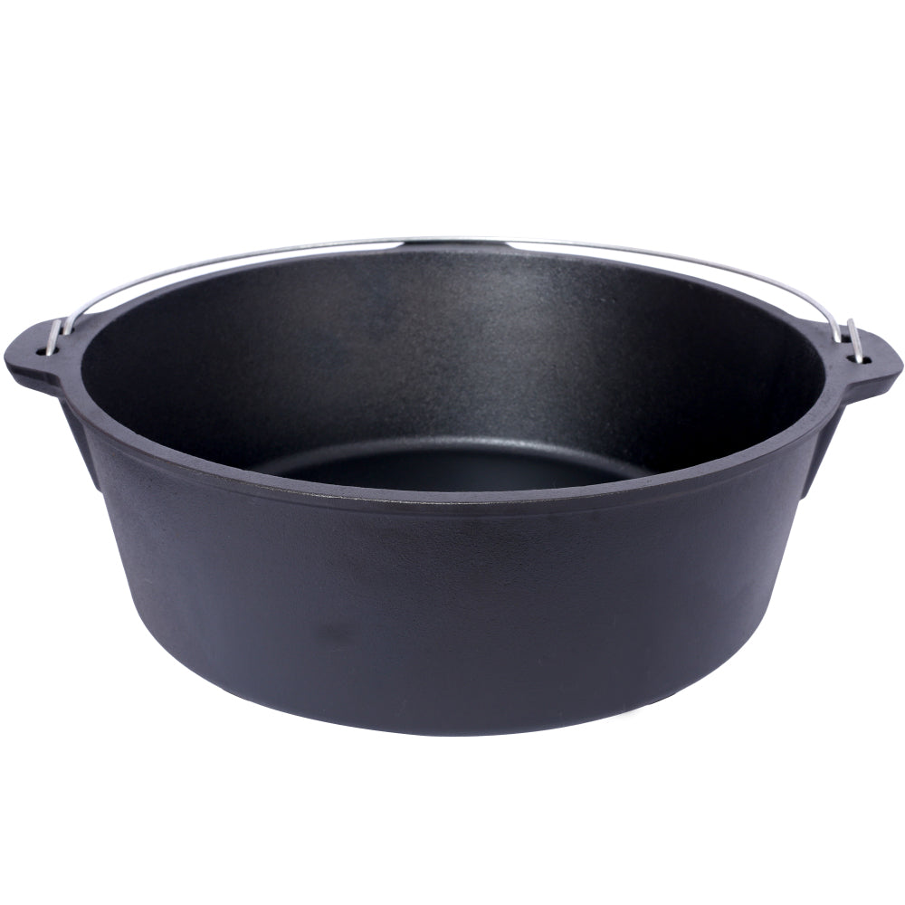 Pre-Seasoned Cast Iron Dutch Oven With Skillet Lid, Outdoor Camping Deep Pot for Camping Fireplace Cooking BBQ Baking Campfire, With Iron Pot Rack, 12 Quart