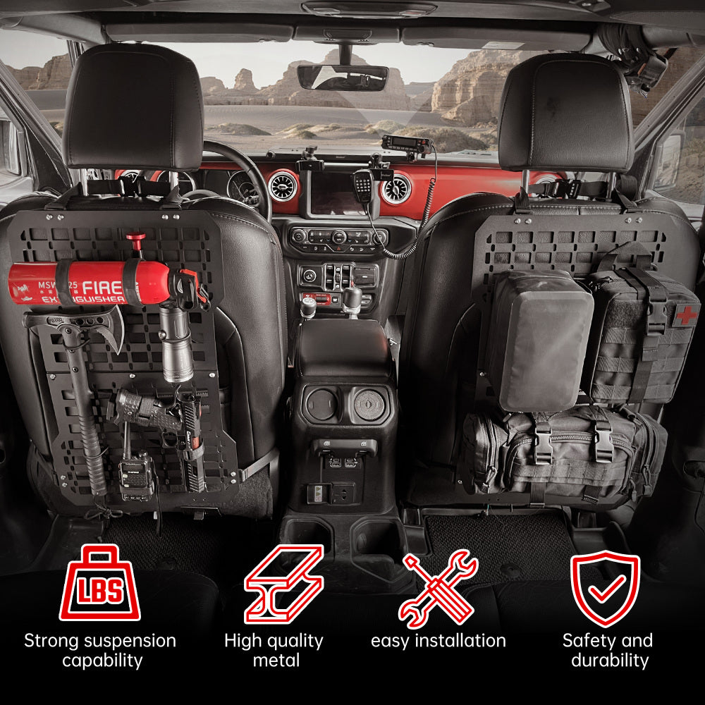 Universal Seat Back Molle Panel Organizer With Gun Holder