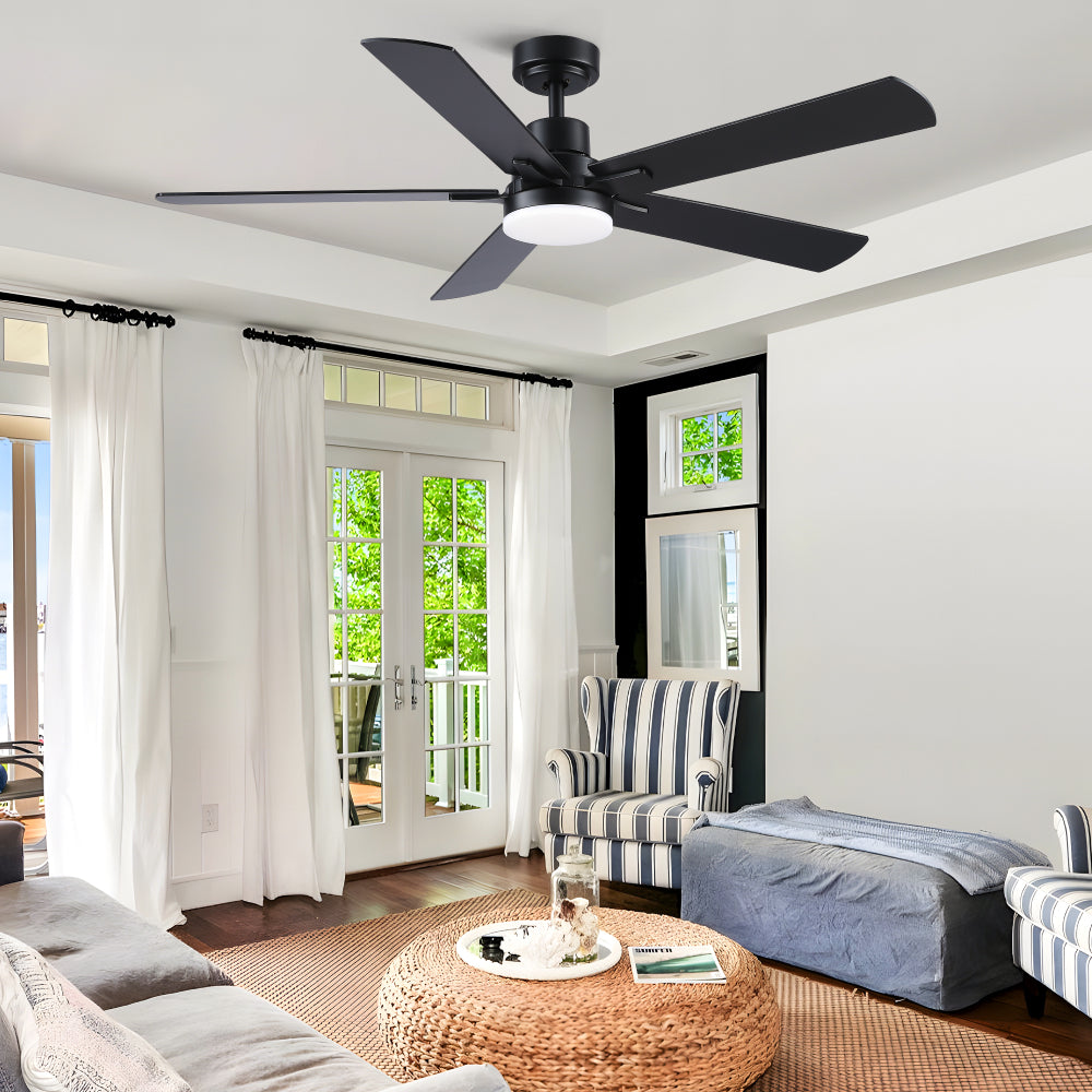 52" Black Lowe Profile Ceiling Fan with Light