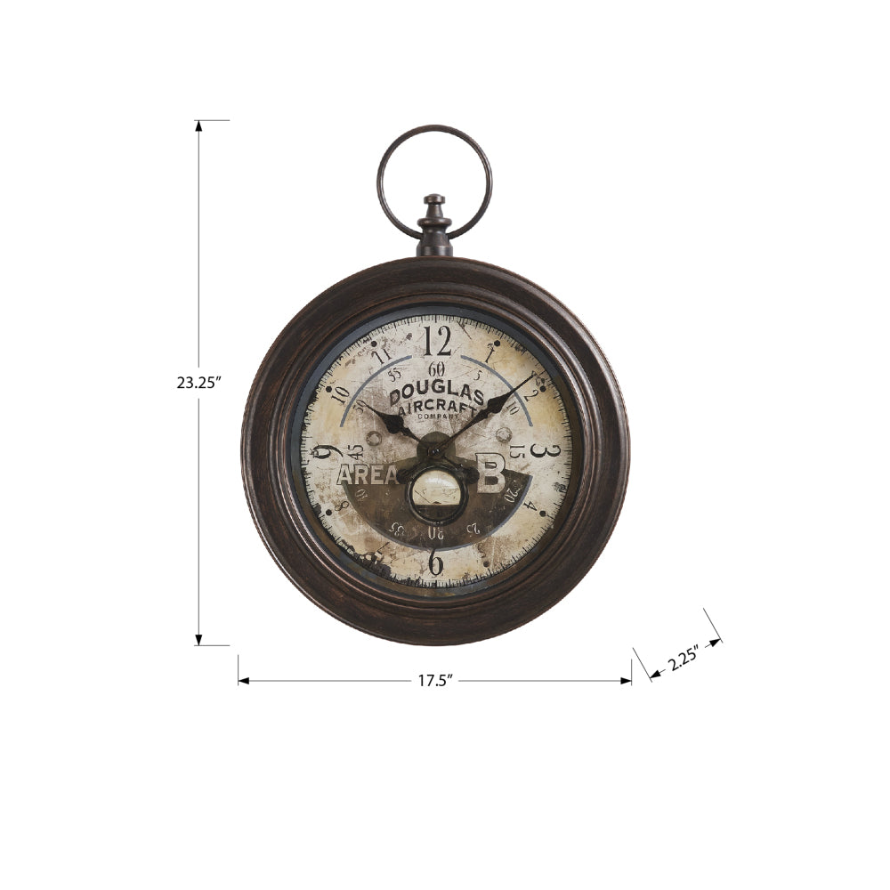 Clocks, 18" Round, Wall Clock, Antique Brown, Traditional