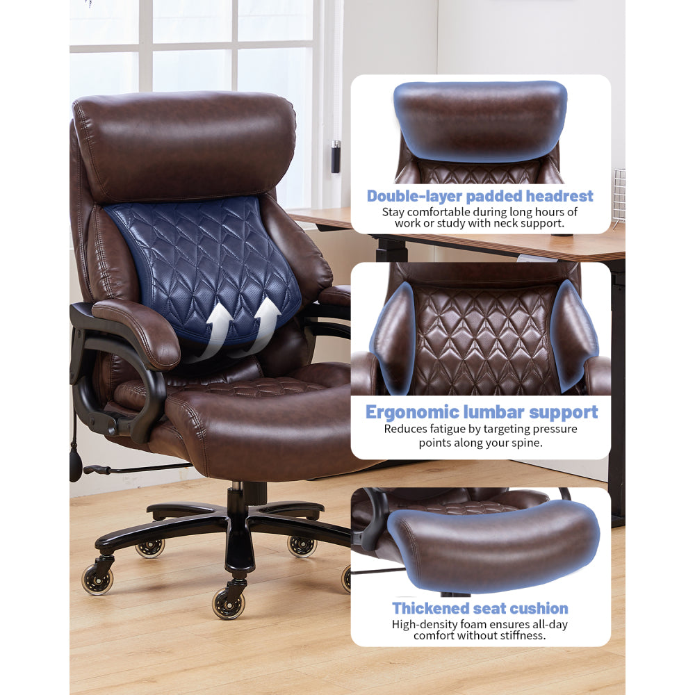 600LBS Large Heavy Duty Office Chair,Big and Tall Office Chair for Heavy People, High Back Executive Desk Chair with Pocket Spring Cushion, Desk Chair with Quiet Rubber Wheel