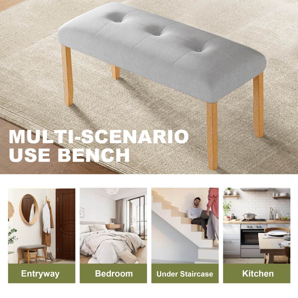 Upholstered Tufted Bench, Modern Bedroom Benches Upholstered Dining Benches, Fabric End of Bed Bench for Bedroom Dining Room Living Room Entryway