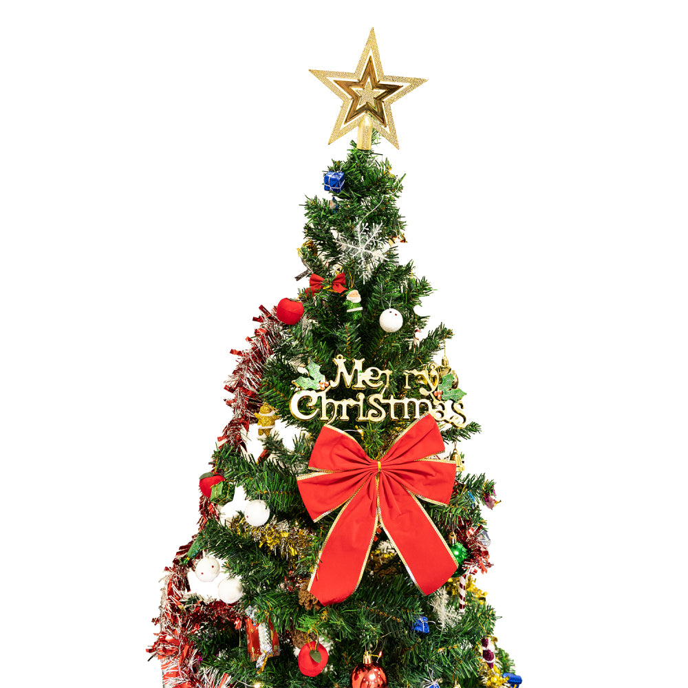 6ft artificial Christmas tree with LED energy-saving lights, including 195 pendant tree skirts and guardrails
