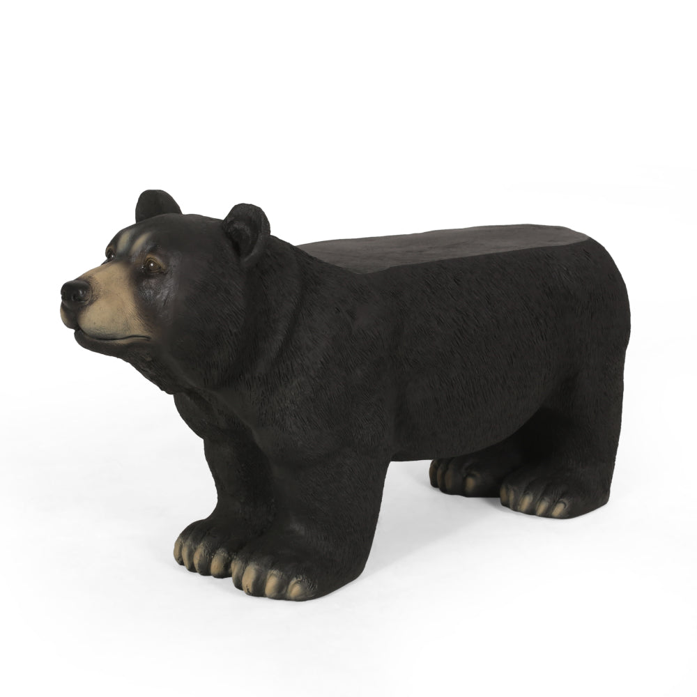 MGO BEAR BENCH, Concrete Outdoor Bench, Outdoor Bench, Matte Black + Black