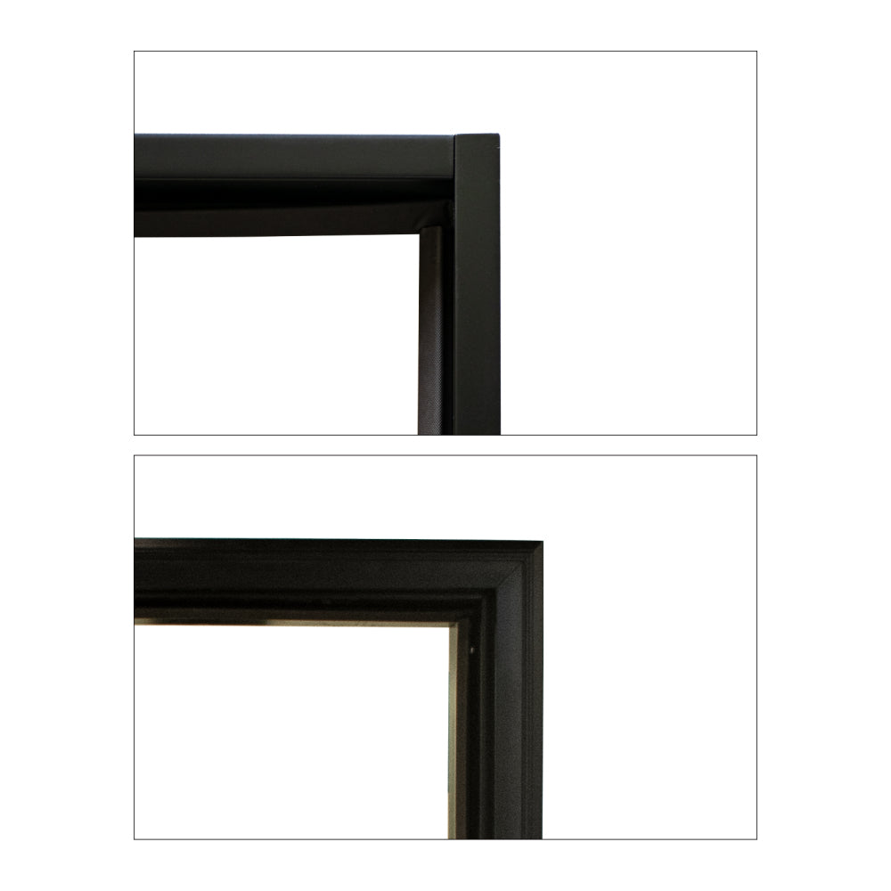 36 x 80 Fiberglass Entry Door with Brickmould, 6-9/16 in. Vinyl Frame,9 Lite Frosted Glass - Front Door for Home's Front Entrance, Left Hand Inswing, Black Wooden Grain Knock-Down Door