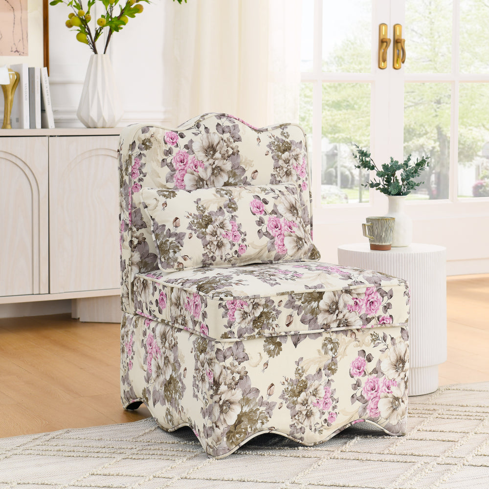 Flannel single dining chair with soft seat cushion and backrest, no armrests, matching pillow can be used as waist cushion, this dining chair can be used in the living room - GREEN