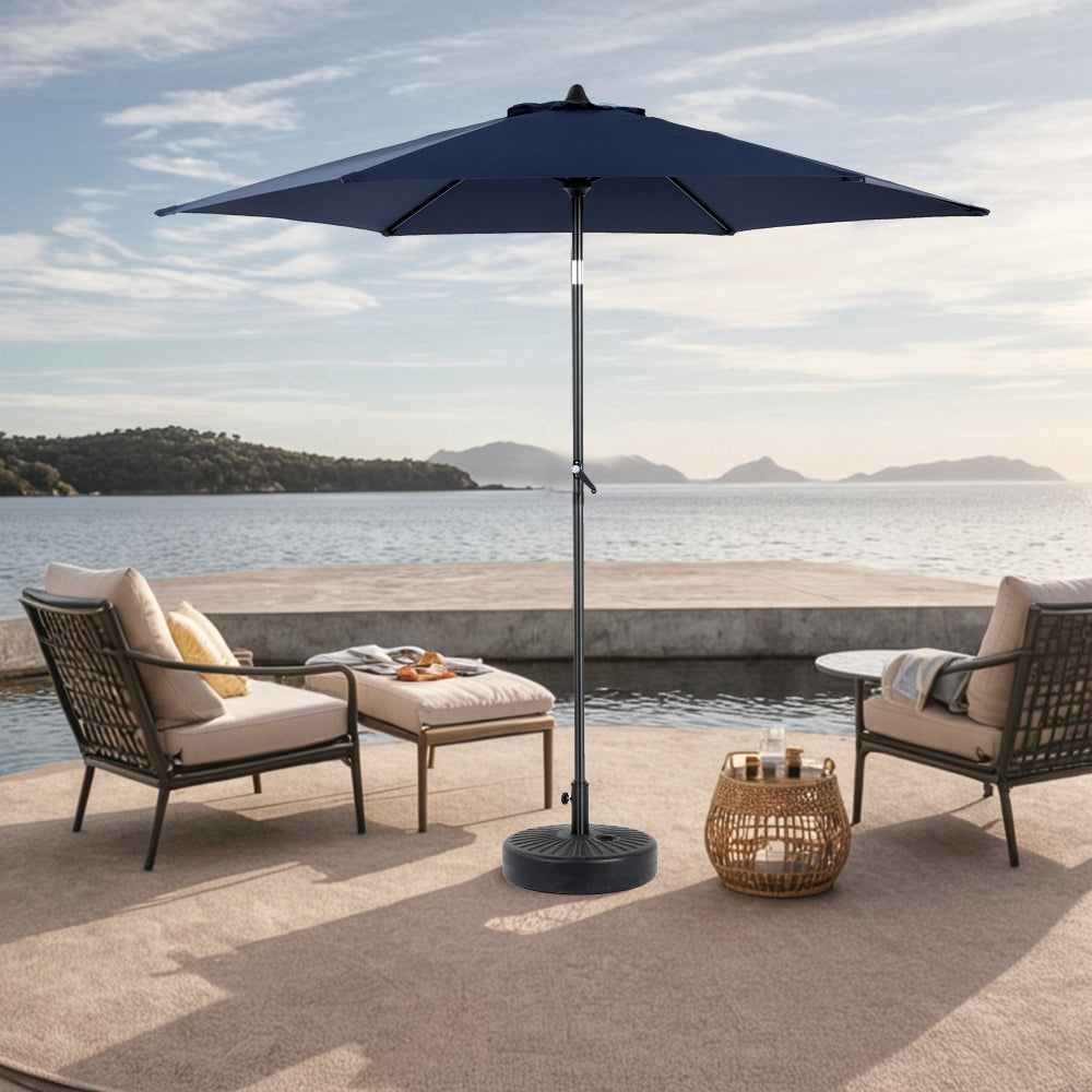 9FT Outdoor Patio Umbrella Outdoor Table Umbrella with Push Button Tilt and Crank, Market Umbrella 6 Sturdy Ribs , Deck, Backyard, Pool (Base Not Included) - ( Blue )