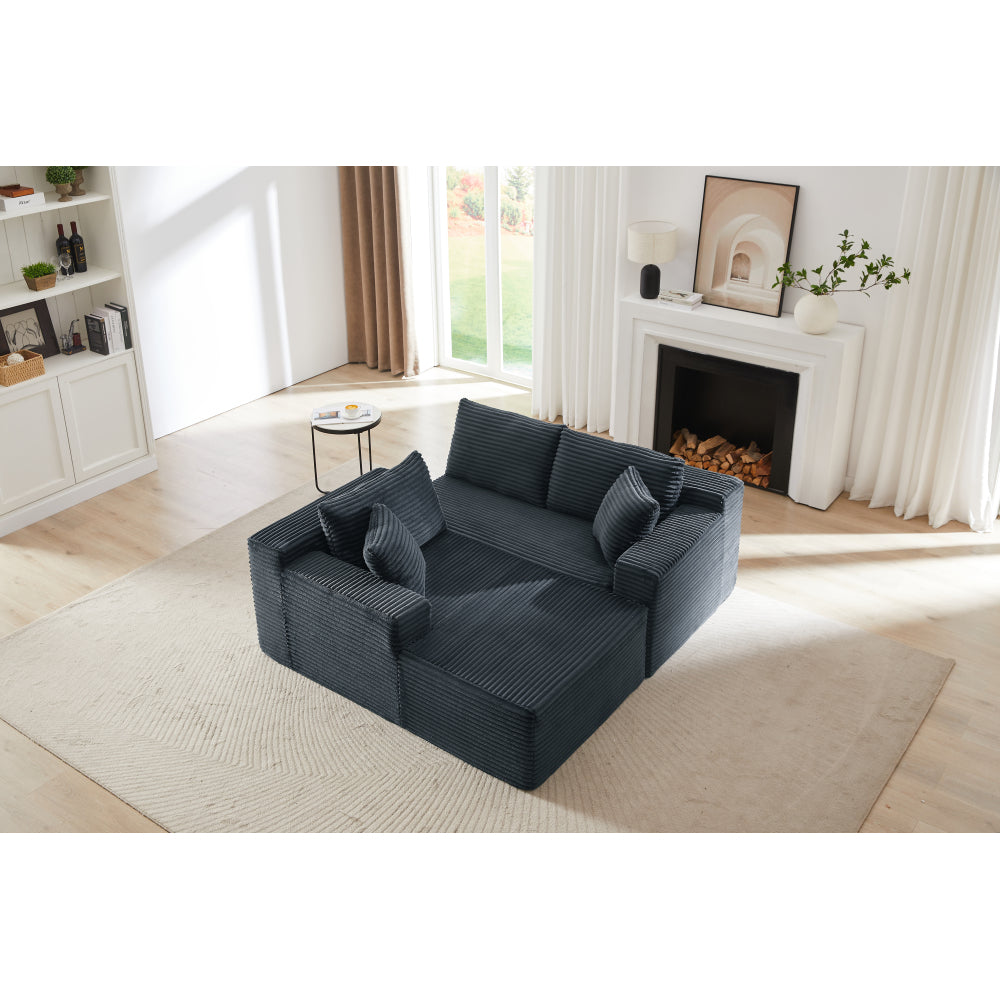 L-Shaped Cloud Sectional Sofa with Deep Seat,No Assembly Required,Modular Couches Sleeper for Living Room,Bedroom,Apartment,Dark Grey