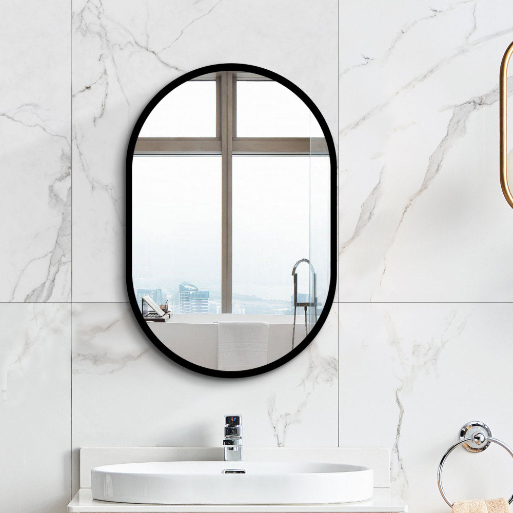 24x24 inch Black Metal Framed Wall mount Bathroom Medicine Cabinet with Mirror