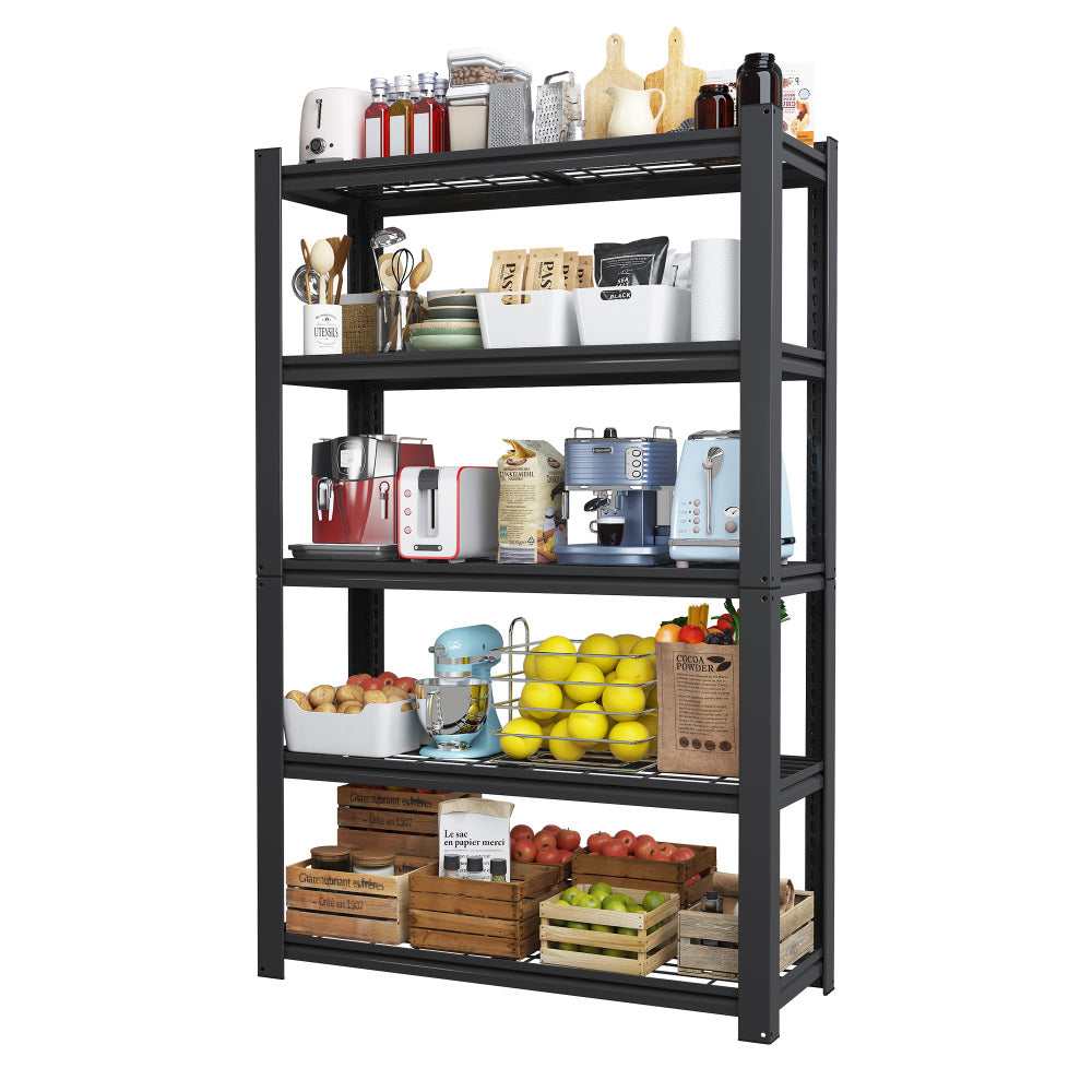 78"H 5 Tier Adjustable Shelving with Pegboard and Wheel, Heavy Duty Storage Shelves, Metal Shelving Unit Multipurpose Shelf for Warehouses, Garages, Offices, Bedrooms, Kitchens, 18"D*47.2"W*78"H