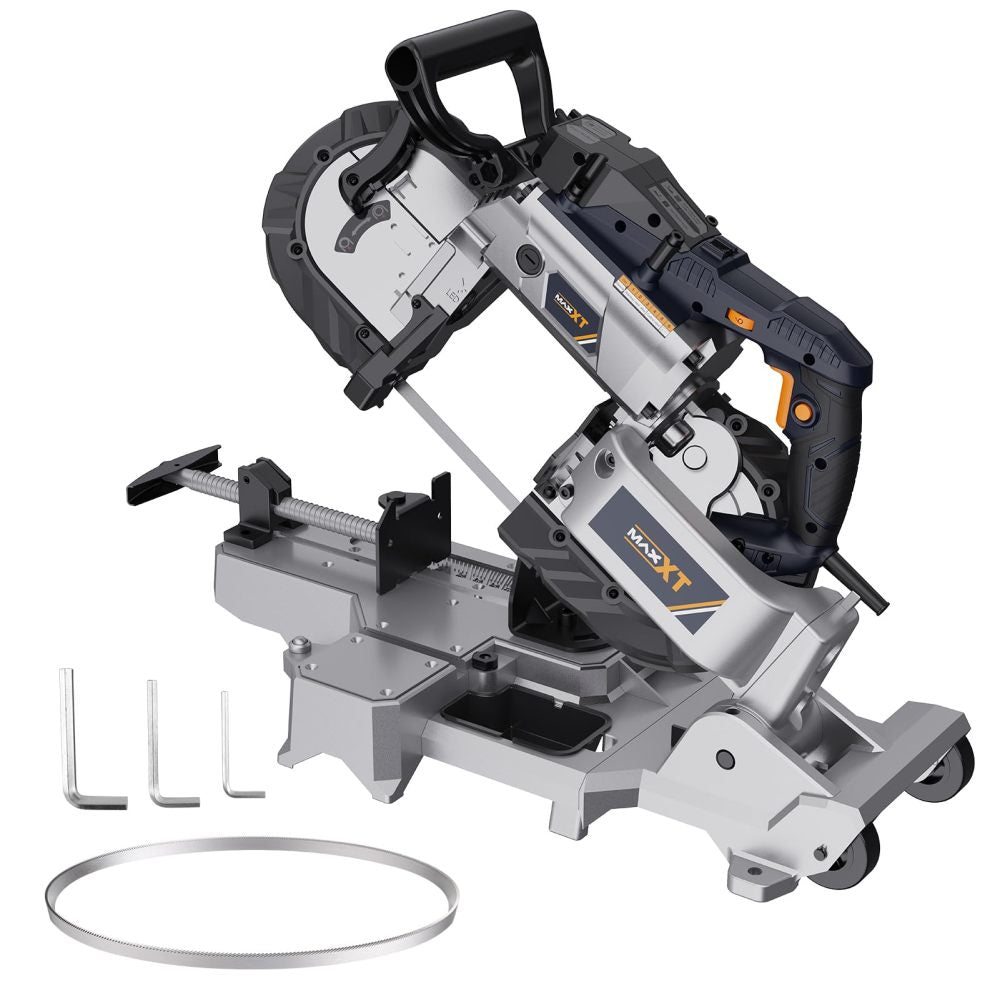 Band Saw with Lightweight Aluminum Base, 10 Amp 5 Inch Deep Cut Bandsaw, Variable Speed Handheld Automatic Multipurpose Cut with Carrying Wheels Portable Metal Saw, Band Saws for Metal Wood