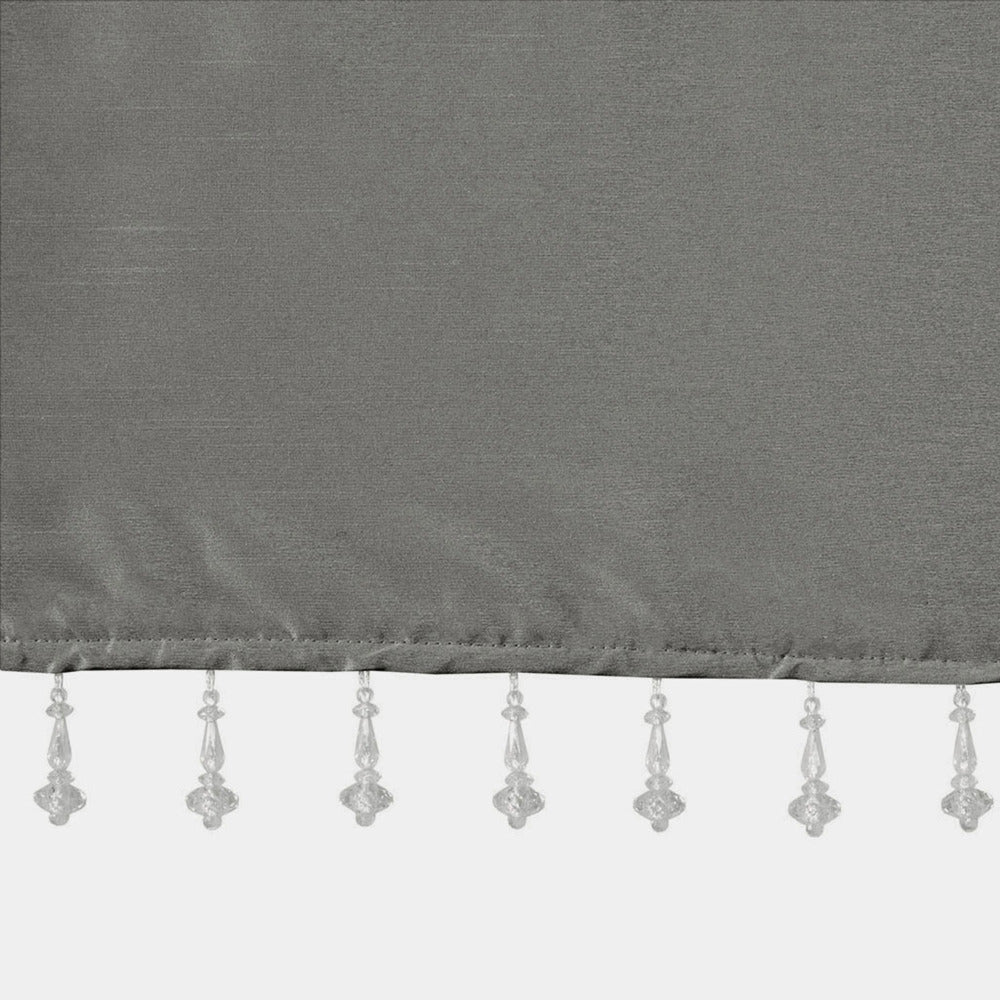 Lightweight Faux Silk Valance With Beads Charcoal 50x26"