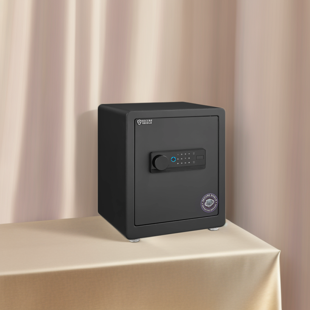 1.52 Cuft Safe Box, Solid Alloy Steel Office Hotel Home Safe, Security Digital Safes Box with Electronic Keypad, Spare Key, Smart Alert, Mute Mode, Anti-Theft Safe for Document Money Valuable