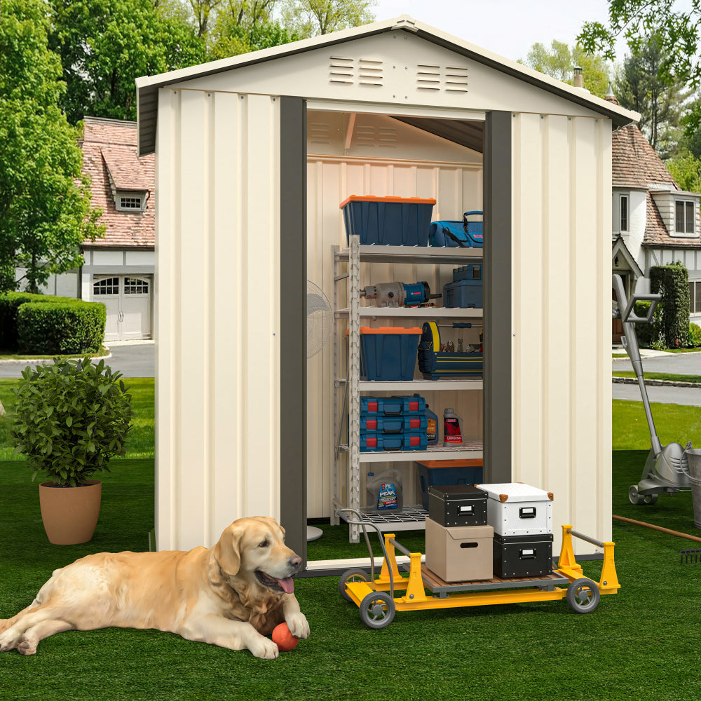5X3 Feet Dark Grey Outdoor Storage Shed With Aluminum Alloy Frame (old SKU W2794P195736)