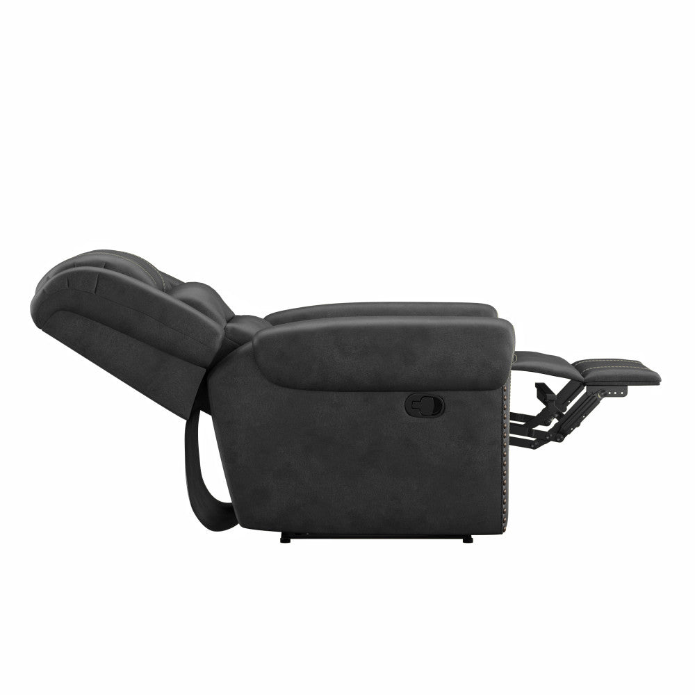 Gray Reclining Console Loveseat