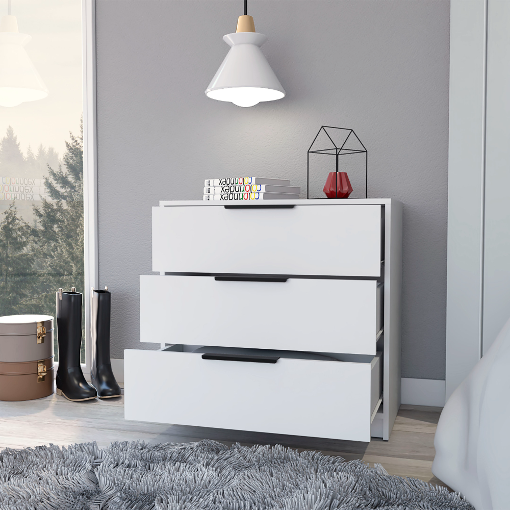 Dresser 27"H, 3 Drawers Dresser, Superior Top, White
