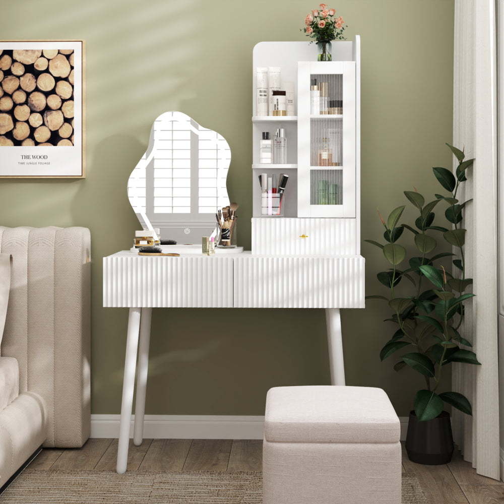 Pink modern simple hair desk, multi-layer storage space