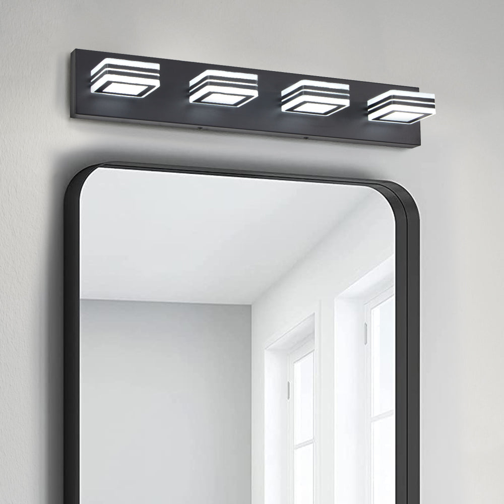 34" Modern 5-Light LED Vanity Light - Sleek Bathroom Wall Fixture, Iron & Acrylic, Dimmable & Energy-Efficient, Ideal for Mirror Lighting