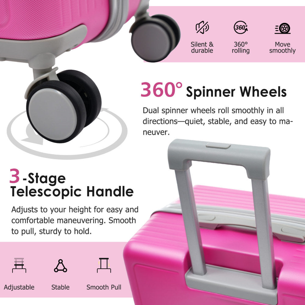 Luggage Set 3 Piece, Lightweight Durable ABS Suitcases with Spinner Wheels and TSA Lock, Carry-on & Checked Travel Luggage (20"/24"/28")