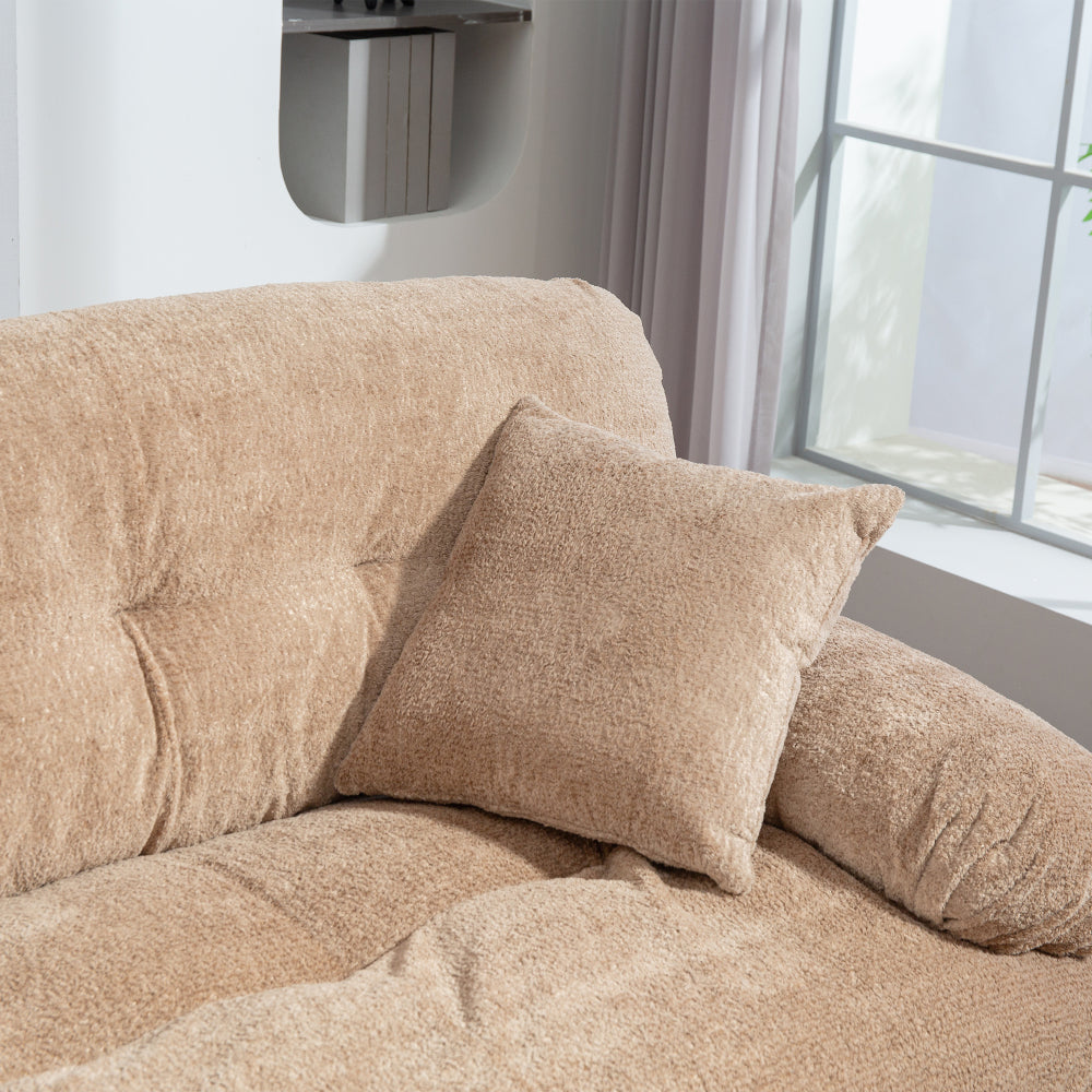 Two-seat Sectional Sofa Modular Deep Seat Sofa Couch Chenille Sofa Sleeper Comfy Upholstered Furniture for Living Room Apartment Studio Office-Khaki