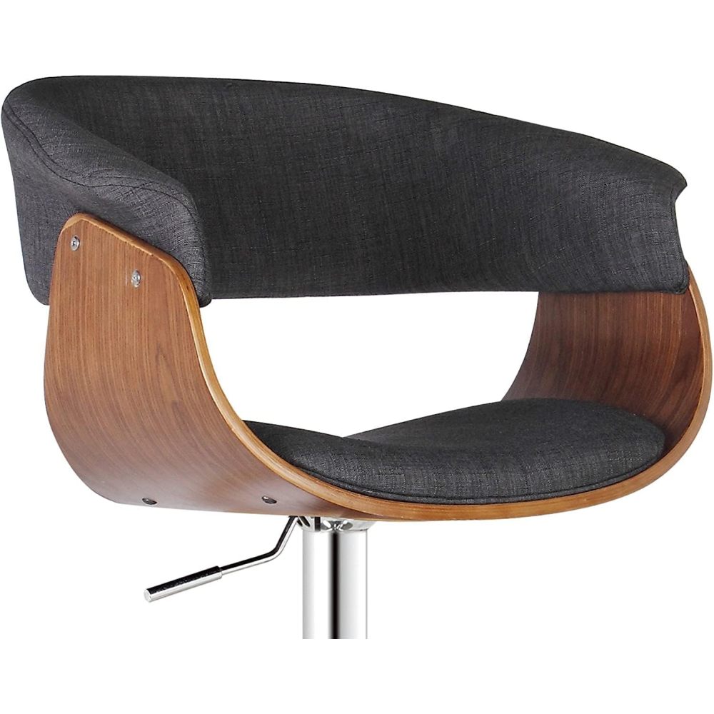 Weathered Oak Modern Swivel-Adjustable Barstool with Armrests