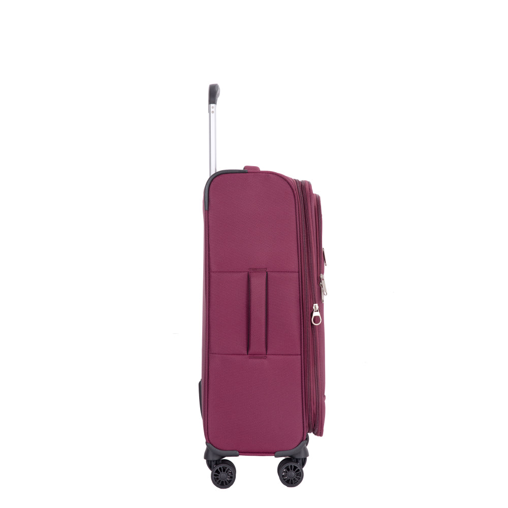 3-Piece Set (18/Travelbag /toiletry bag) ,Softshell Suitcase Spinner Wheels Terylene Polyester Luggage Sets Carry On Suitcase Luggage Lightweight Durable Suitcase WINE RED