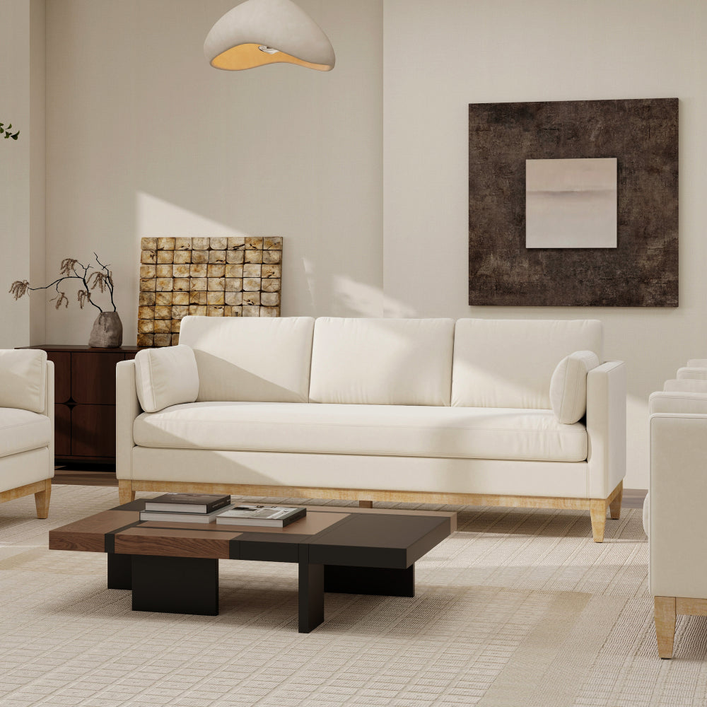 Knox 89" Modern Farmhouse Reversible Chaise Sectional Sofa, French Beige Performance Velvet