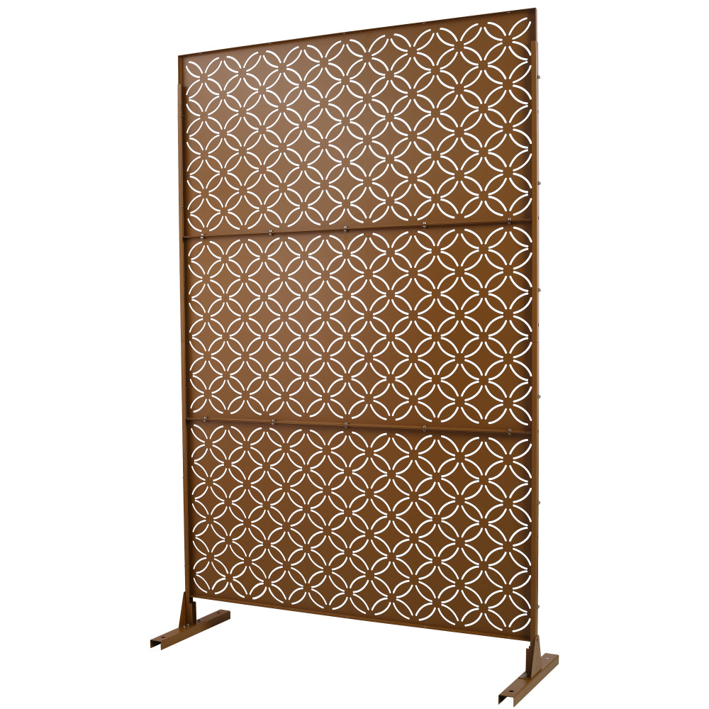 Outdoor & Indoor Privacy Screen Metal Privacy Screen 76" H×48" W, Freestanding Decorative Privacy Screen for Deck Balcony Patio, Privacy Fence Panels for Outside Lawn Garden PS107 BROWN