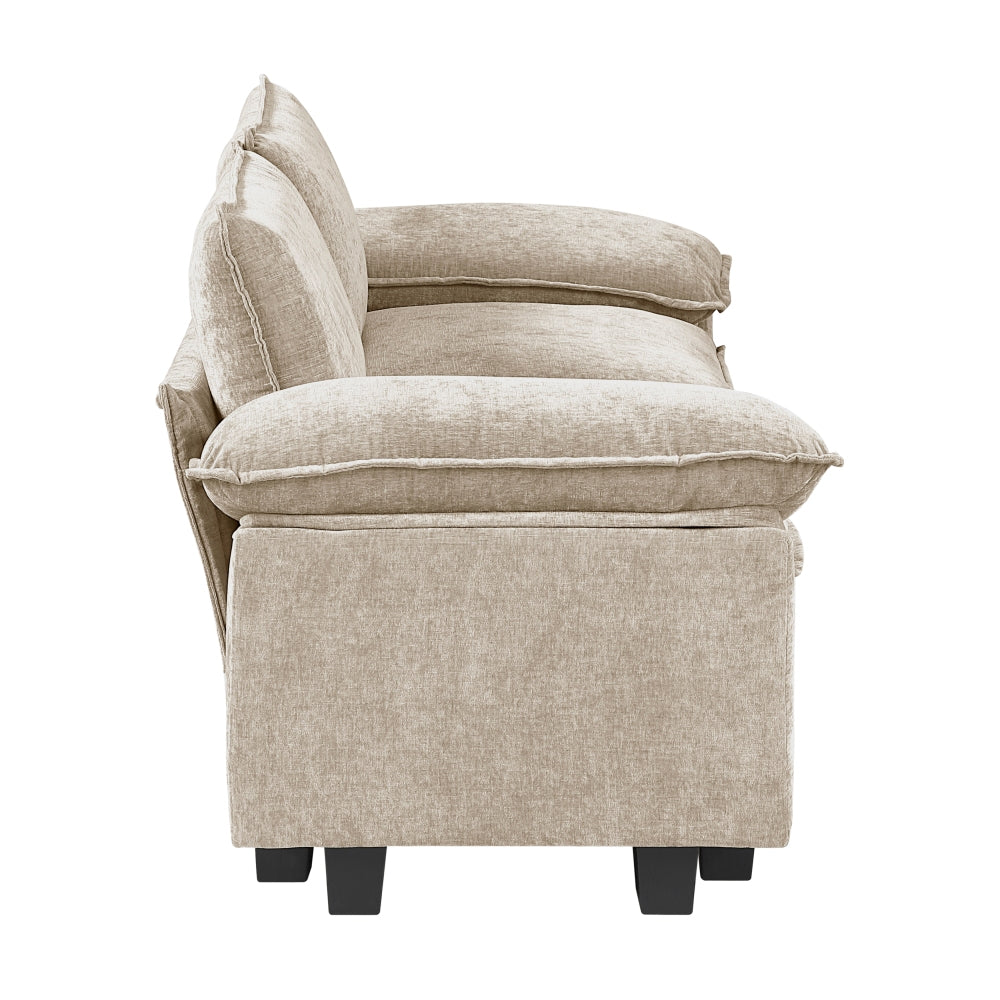 Modern Style Loveseat Plush Comfort Taupe Chenille Fabric Upholstery Contemporary Living Room Furniture 1pc Durable Plywood