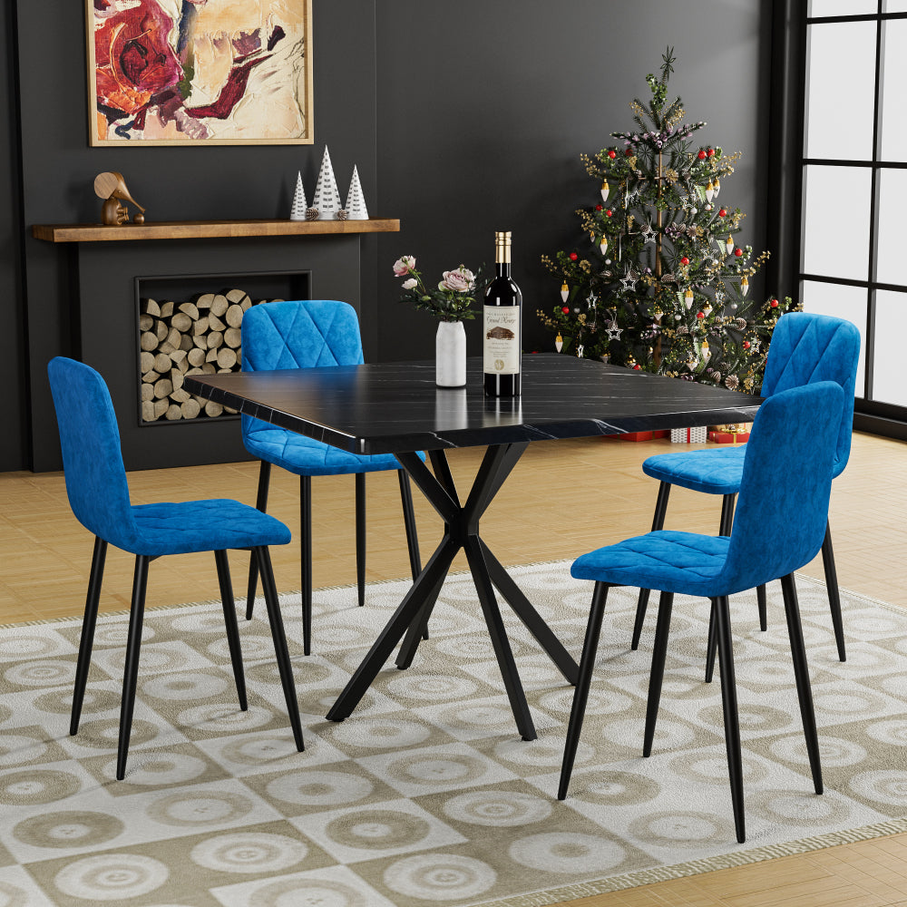 Dining Chairs Set of 4, Modern Kitchen Dining Room Chairs, Velvet Dining Chair Upholstered Cushion Seat and Sturdy Metal Legs