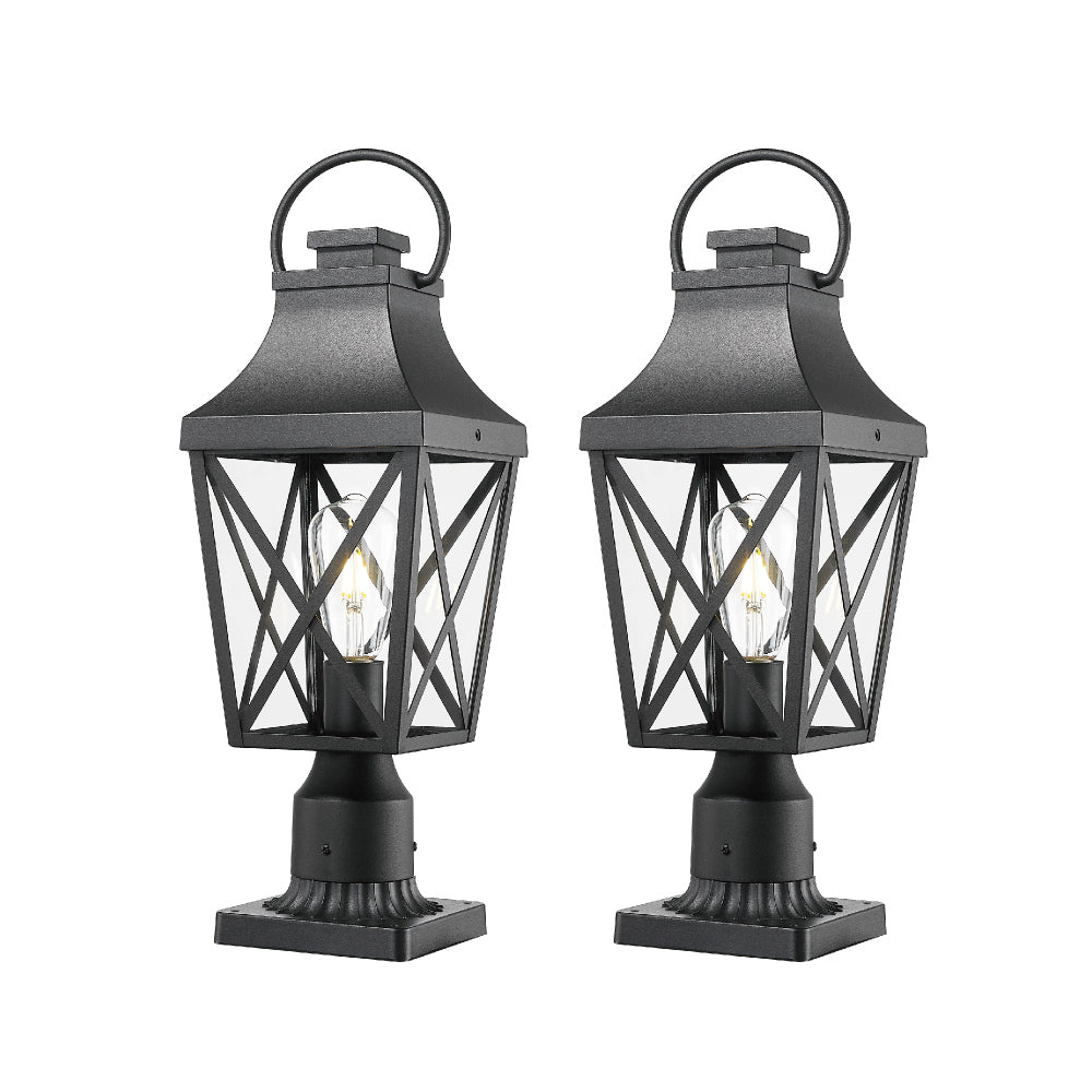 Outdoor Post Light,Lamp Post Light Fixture,Post Lantern with Pier Mount Base,Textured Black,21.3in,Suitable for Gardens, Yards or Entrances (2 pack)