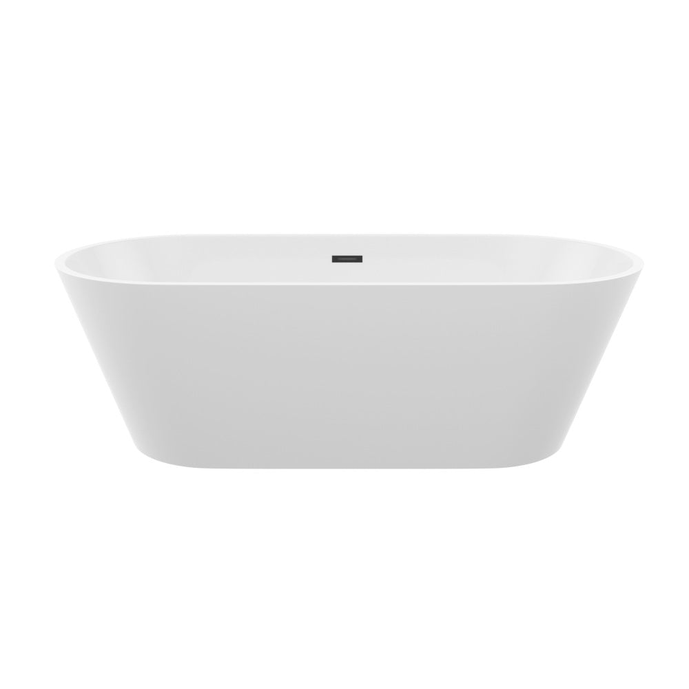 60" Acrylic Alcove Soaking Bathtub with Skirt - Glossy White, Back-to-Wall Design, Chrome Hand-Twist Drain