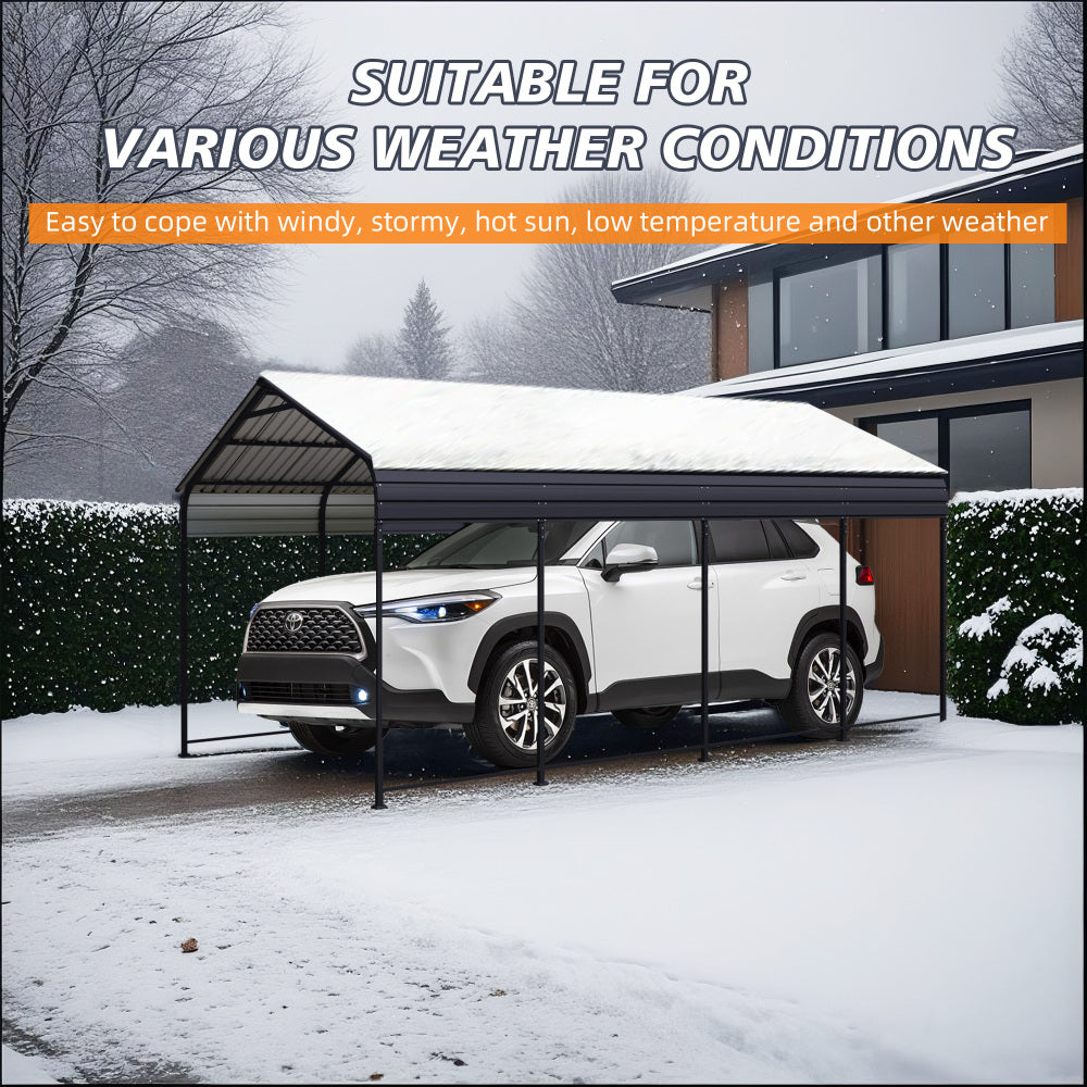 12x20 FT Heavy Duty Metal Carport With Galvanized Steel Roof With Enhanced Base Outdoor Car Port Shelter for Cars, Trucks and Boats