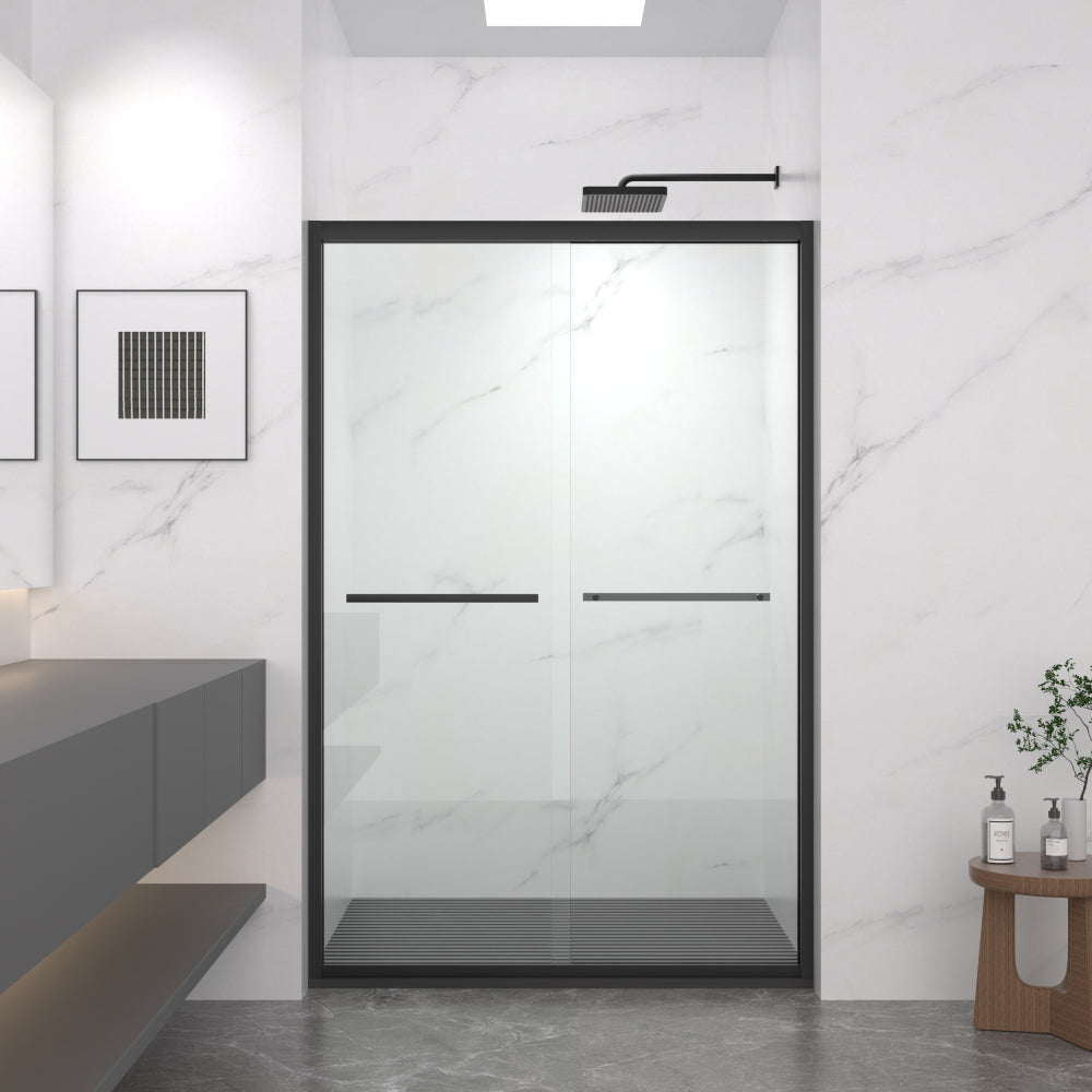 56-60"x70" Aluminum Frame Double Sliding Shower Door,Bypass Bathroom Sliding Door with Premium 5/16" (8mm) Clear Tempered Glass, Chrome Hardware Sliding Glass Shower Enclosure,Chrome Finished