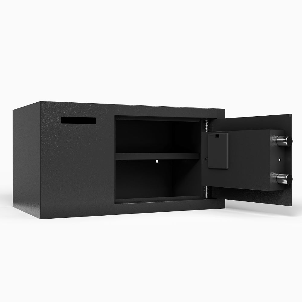 Steel Security Safe and Lock Box with Electronic Keypad - Secure Cash, Jewelry, ID Documents, Black,1.16 Cubic Feet