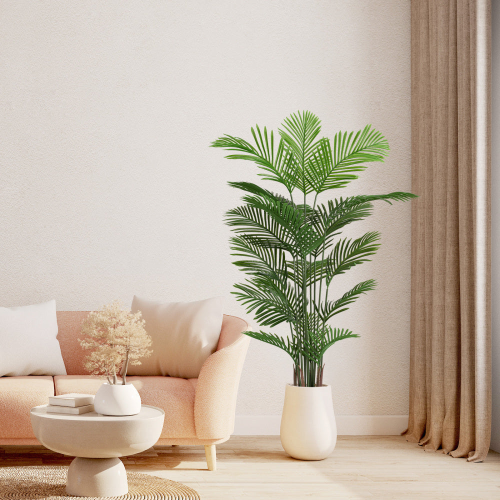 Artificial Areca Palm Plant, 180cm Tall Faux Tropical Tree in Pot for Indoor Outdoor Home, Office, or Garden Modern Decoration, 2pcs/set
