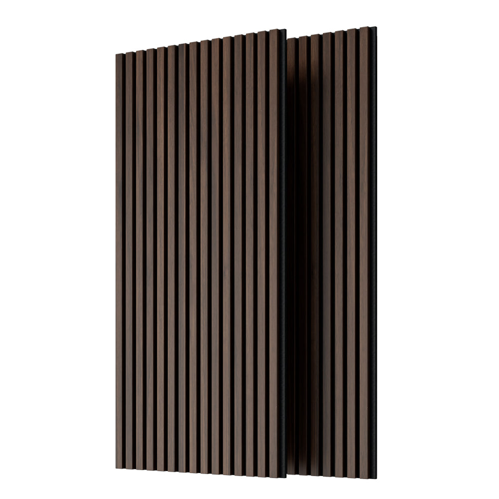 Wood Panels for Wall Slat Wall Panels, 4PC Wood Slat Acoustic Panels for Wall and Ceiling - 3D Fluted Sound Absorbing Panel with Three Sides Fully Wrapped on Wood Finish -45.27''X23.62''(Dark walnut)