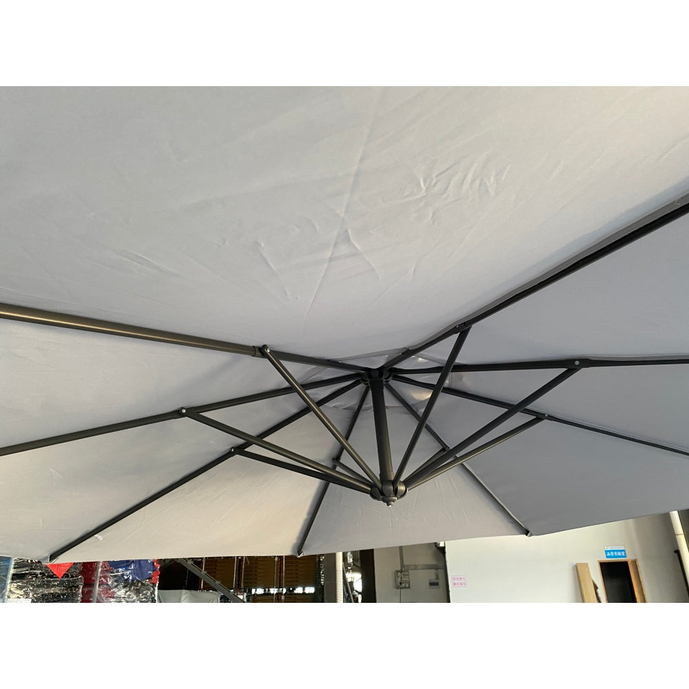without Plastic base -10ft Offset Patio Umbrella - Offset Hanging Cantilever Patio Outdoor Market Umbrella Protection with Easy Tilt Adjustment and Crank for Pool Deck and Garden (Gray)