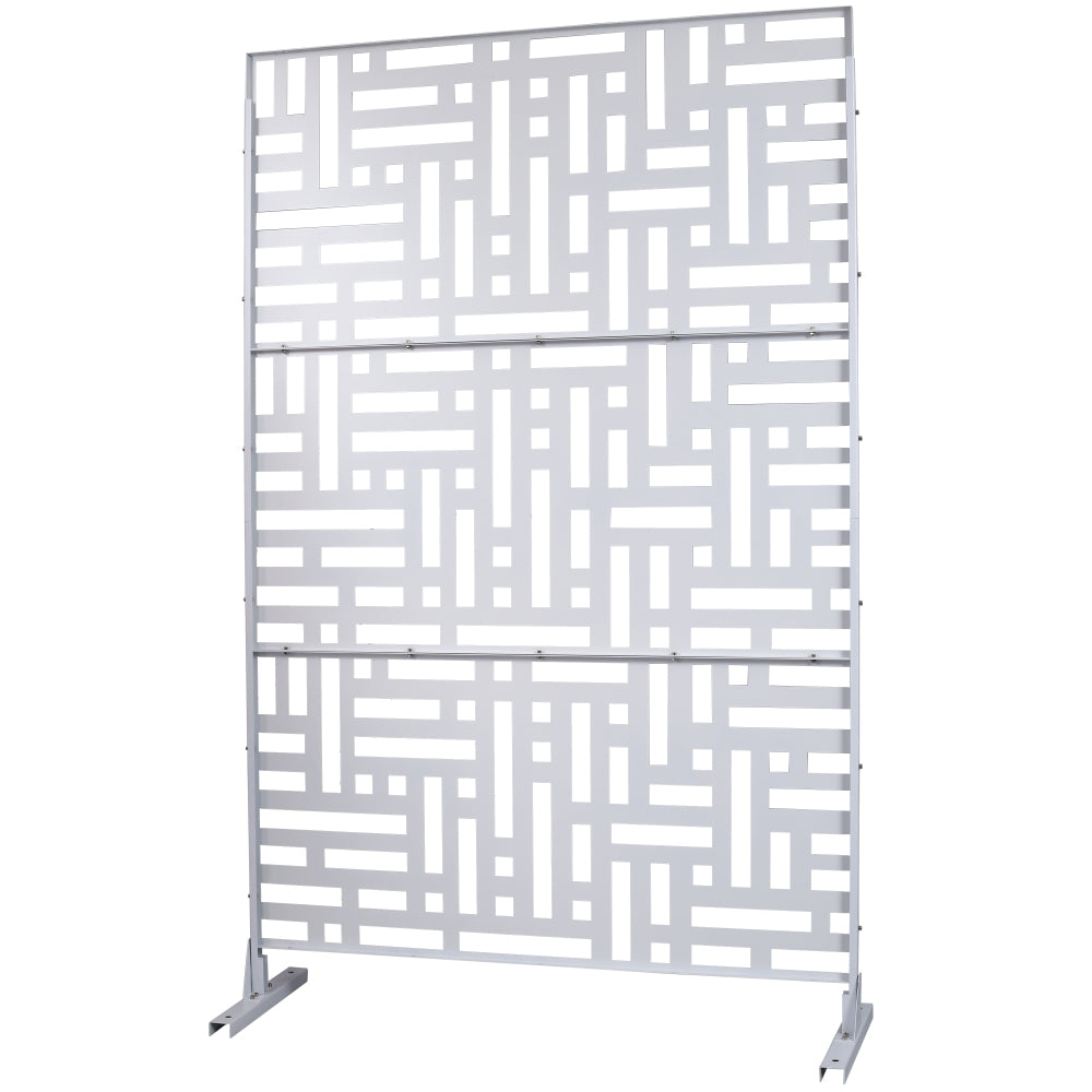 Outdoor & Indoor Privacy Screen Metal Privacy Screen 76" H×48" W, Freestanding Decorative Privacy Screen for Deck Balcony Patio, Privacy Fence Panels for Outside Lawn Garden PS103 WHITE