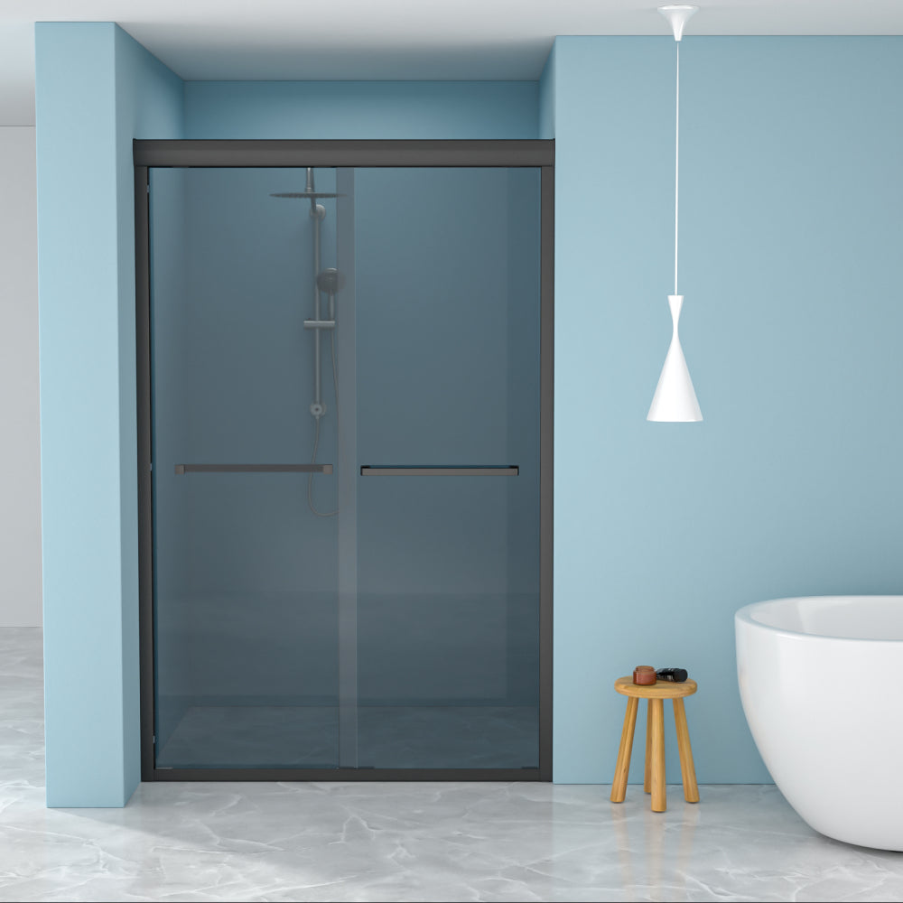 Shower Door 48" W x 76"H Single Sliding Bypass Shower Enclosure, 5/16 in. (8mm), Matte Black