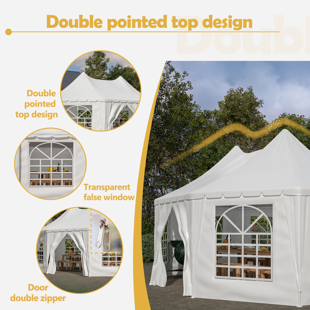 20x15 ft Party Tent, Heavy Duty Event Tent with 1 Doors and 7 Windows,White Wedding Tent, Waterproof,UV Protection Outdoor Gazebo Pavilion Shelter Tent for Party, Event,Picnic,White