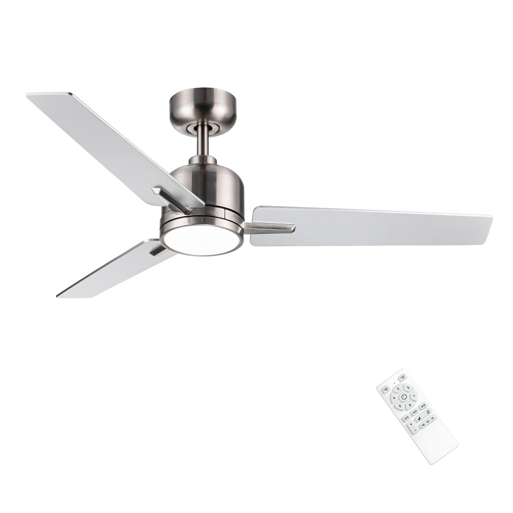 48" Brushed Nickel Lowe Profile Ceiling Fan with Light