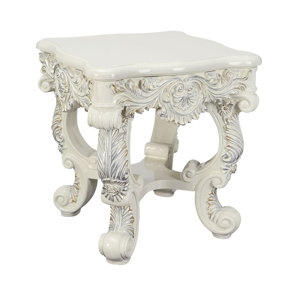 Adara Antique White Finish Fireplace