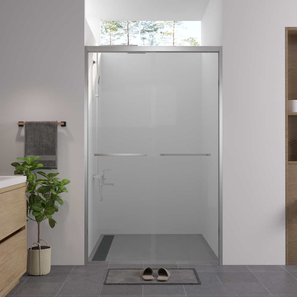 56-60"x70" Aluminum Frame Double Sliding Shower Door,Bypass Bathroom Sliding Door with Premium 5/16" (8mm) Clear Tempered Glass, Chrome Hardware Sliding Glass Shower Enclosure,Chrome Finished