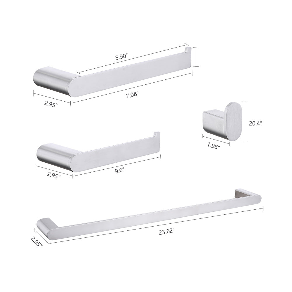 Brushed Nickel Bathroom Hardware Set Robe Hook Towel Rail Bar Rack Shelf Tissue Paper Holder Bathroom Accessories
