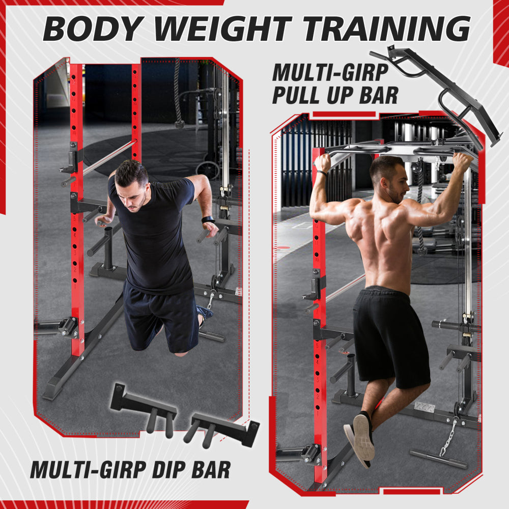 Power Cage, Multi-Function Power Rack with Adjustable Cable Crossover System and More Training Attachment, Weight Cage for Home Gym