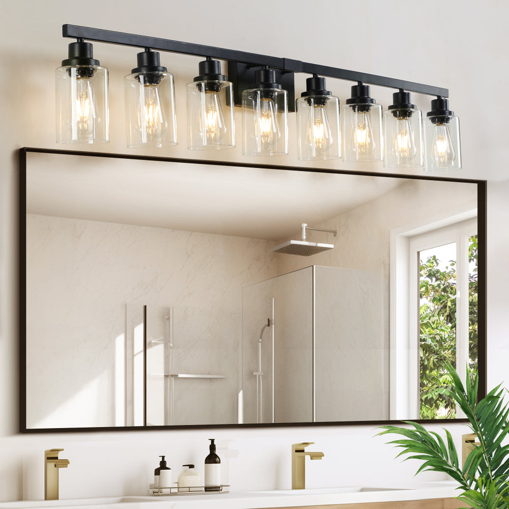 24" Modern 4-Light Bathroom Vanity Light Fixture - Brushed Nickel Finish with Clear Glass Shades, Perfect for Bathroom, Vanity, and Dressing Area Lighting (No Bulbs)